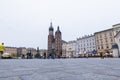 The St. Mary`s Basilica and Rynek Glowny Square Royalty Free Stock Photo